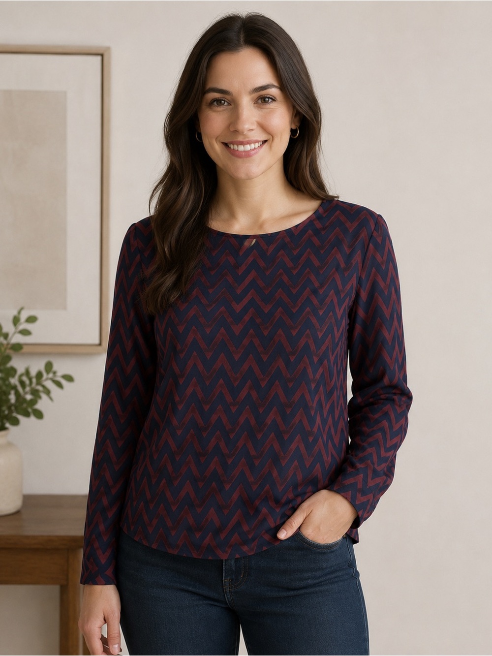 The Limited ZigZag Chevron Top Size M